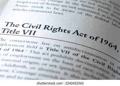 Civil Rights act of 1964 title vii written in business ethics textbook - Shutterstock ID 2242452565
