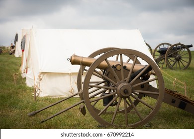 Civil War Cannon Outside Tent