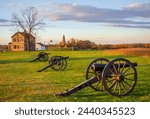 Civil War Cannons at Manassas National Battlefield Park located in Prince William County, Virginia, USA