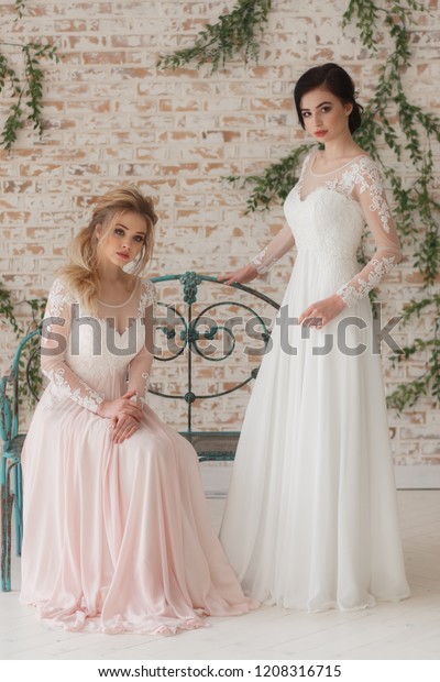Civil Wedding Lesbian Couple Pink White Stock Photo Edit Now