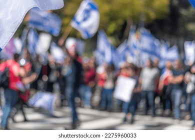 Civilian protests in the city of Rehovot Israel against the planned changes of Israeli government to the high court of justice