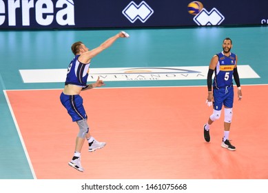 Civitanova Marche, Italy, July 24 2019 Ivan Zaytsev (capitano) Osmany Juantorena During The Test Match Italia Vs Slovenia 2019 VOLLEY NAZIONALI ITALIANE