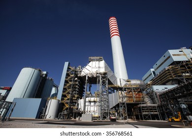 CIVITAVECCHIA, ITALY - 16 FEBRUARY 2012: A general view of a thermoelectric coal-fired power station.