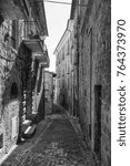 Civitella del Tronto (Teramo, Abruzzi, Italy), medieval town. Black and white