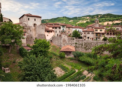 Civitella Di Romagna, Forli-Cesena, Italy - Urban Landscape Of The Old Town With The Ancient City Walls On The Slopes Of The Apennine Mountains

