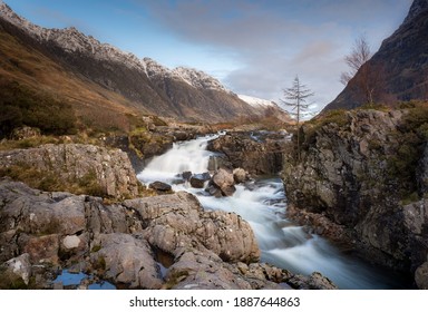 Clachaig Falls Near Glencoe In The Western Highlands Of Scotland