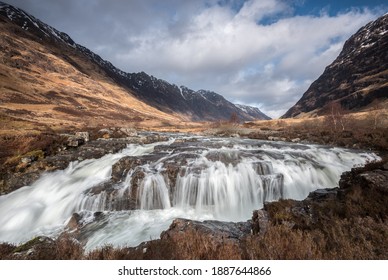 Clachaig Falls Near Glencoe In The Western Highlands Of Scotland