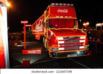 Clacton On Sea, Essex - 20th December 2017 - The World Famous Coca Cola, CocaCola Christmas Truck, Lorry On View For All To See