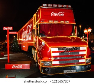 Clacton On Sea, Essex - 20th December 2017 - The World Famous Coca Cola, CocaCola Christmas Truck, Lorry On View For All To See