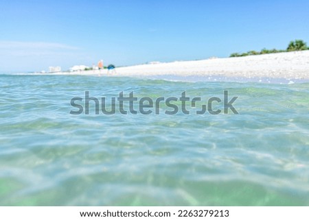 Clam pass park beach at Naples, Collier county, Florida with beautiful turquoise blue ocean sea water of Gulf of Mexico on sunny weather day