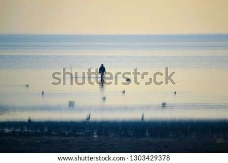 Similar – zwei personen bei sonnenuntergang im watt.