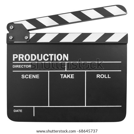 Clapper board isolated on white background