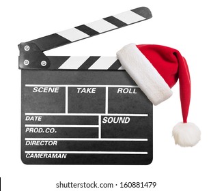 Clapper board with Santa's hat isolate - Powered by Shutterstock