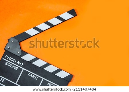 clapper board of video cinema in studio.Movie production clapper board, slate film.Action, theatre day.cut, Director, film industry, bollywood, hollywood. Video live streaming