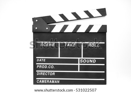 Clapper. Clapboard isolated on white background.