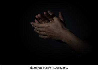 Clapping Hands Dark Background Stock Photo (Edit Now) 1708873612