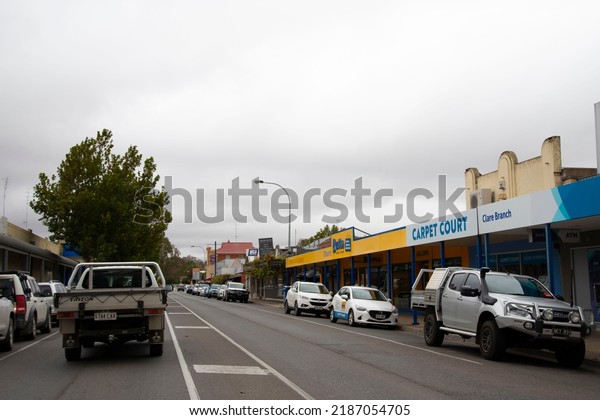 Clare, Australia - April 26, 2022: Local\
businesses on Main road on Horrocks\
highway