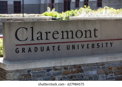 Claremont, CA, USA - April 14, 2017: The Sign For Claremont Graduate University, A Liberal Arts College In Southern California Just Outside Of Los Angeles.