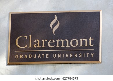 Claremont, CA, USA - April 14, 2017: The Sign For Claremont Graduate University, A Liberal Arts College In Southern California.