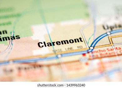 Claremont. California. USA On A Geography Map