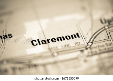 Claremont. California. USA On A Geography Map