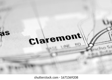 Claremont. California. USA On A Geography Map