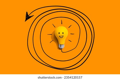 Clarifying complex ideas theme with light bulb - Flat lay