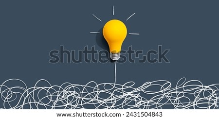 Clarifying complex ideas theme with light bulb - Flat lay