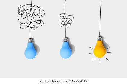 Clarifying complex ideas through the glow of lightbulbs - Flat lay - Shutterstock ID 2319995045