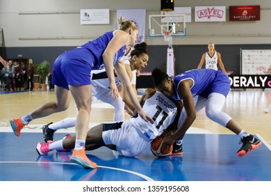 Clarissa Dos Santos Lyon And Ariel Atkins, Maryia Papova Of Gorzow During FIBA EuroCup Women 2019 Between Lyon ASVEL Feminin And Investinthewest Enea Gorzow 1/24/2019 Gymnase Mado Bonnet Lyon France