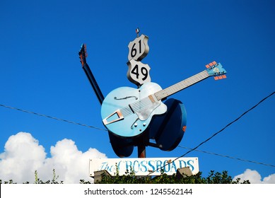 Clarksdale, MS, USA July 20 The Legendary Crossroads,the Intersection Of Routes 49 And 61 In Clarksdale, Mississippi, Was Made Famous By Blues And Rock Musicians.