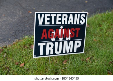 Clarkston, Mi /  USA - 10 01 2020: Veterans Against Trump Political Yard Sign