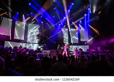 Clarkston, MI / USA - July 9, 2018: Lindsey Stirling, On Tour With Evanescence, Performs At DTE Energy Music Theatre.