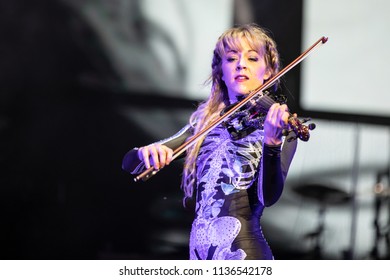 Clarkston, MI / USA - July 9, 2018: Lindsey Stirling, On Tour With Evanescence, Performs At DTE Energy Music Theatre.