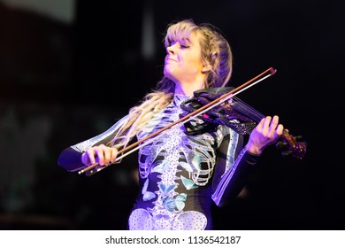 Clarkston, MI / USA - July 9, 2018: Lindsey Stirling, On Tour With Evanescence, Performs At DTE Energy Music Theatre.