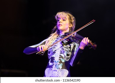 Clarkston, MI / USA - July 9, 2018: Lindsey Stirling, On Tour With Evanescence, Performs At DTE Energy Music Theatre.