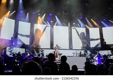 Clarkston, MI / USA - July 9, 2018: Lindsey Stirling, On Tour With Evanescence, Performs At DTE Energy Music Theatre.