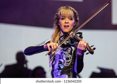 Clarkston, MI / USA - July 9, 2018: Lindsey Stirling, On Tour With Evanescence, Performs At DTE Energy Music Theatre.