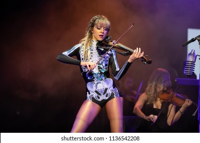 Clarkston, MI / USA - July 9, 2018: Lindsey Stirling, On Tour With Evanescence, Performs At DTE Energy Music Theatre.