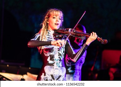 Clarkston, MI / USA - July 9, 2018: Lindsey Stirling, On Tour With Evanescence, Performs At DTE Energy Music Theatre.