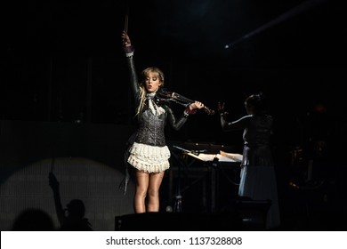 Clarkston, MI / USA - July 9, 2018: Lindsey Stirling, On Tour With Evanescence, Performs At DTE Energy Music Theatre.