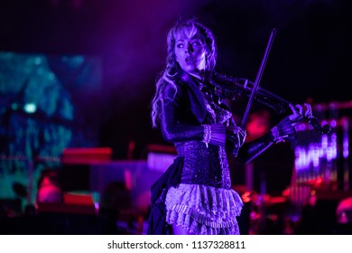 Clarkston, MI / USA - July 9, 2018: Lindsey Stirling, On Tour With Evanescence, Performs At DTE Energy Music Theatre.