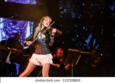 Clarkston, MI / USA - July 9, 2018: Lindsey Stirling, On Tour With Evanescence, Performs At DTE Energy Music Theatre.