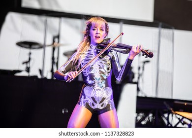 Clarkston, MI / USA - July 9, 2018: Lindsey Stirling, On Tour With Evanescence, Performs At DTE Energy Music Theatre.