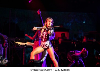 Clarkston, MI / USA - July 9, 2018: Lindsey Stirling, On Tour With Evanescence, Performs At DTE Energy Music Theatre.