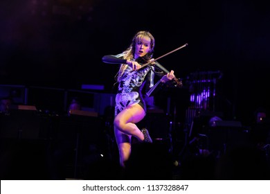 Clarkston, MI / USA - July 9, 2018: Lindsey Stirling, On Tour With Evanescence, Performs At DTE Energy Music Theatre.