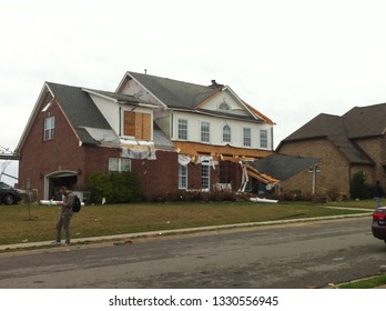 Clarksville, Tennessee / United States Of America - March 5 2019: Recent Tornado Damage To Our Neighborhood.