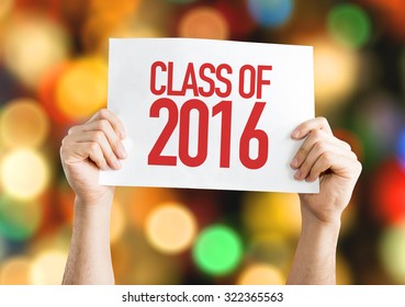 Class of 2016 placard with bokeh background