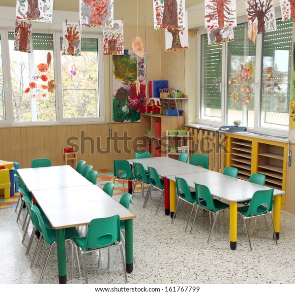 Class Nursery Drawings Children Hanging Ceiling Stock Photo Edit