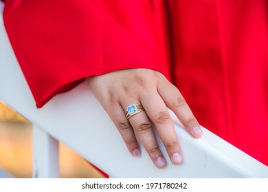 Class Ring With Blue Stone